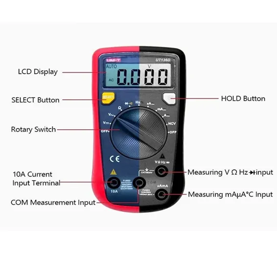 UNI T Palm Size Auto Ranging Digital Multimeter UT136D