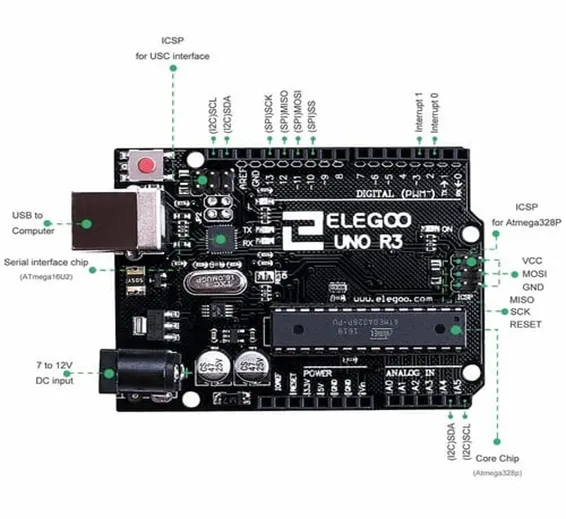 Original ELEGOO UNO R3 Board with USB Cable Compatible with Arduino IDE