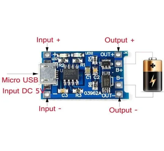 TP4056 1A Li-Ion Battery Charging Board Micro USB with Current Protection BMS