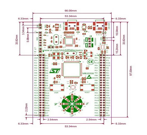 STM Discovery Kit STM32F3 STM32F303VC With Programming Cable