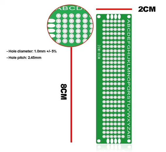 Double Side 2x8 Dotted VeroBoard Printed Circuit PCB Prototype Board Project Board