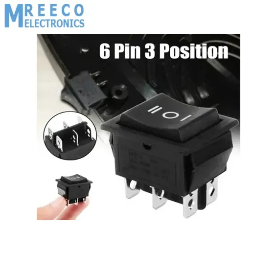 6 Pin 3 Position DPDT Rocker Switch ON OFF ON Power Button Switch