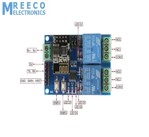 5V ESP8266 Dual-Channel Wifi Relay Smart Home Mobile APP Remote Control Switch In Pakistan