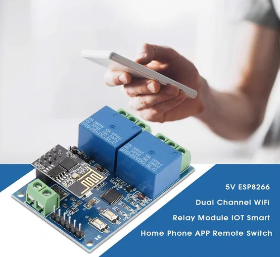 5V ESP8266 Dual-Channel Wifi Relay Smart Home Mobile APP Remote Control Switch In Pakistan