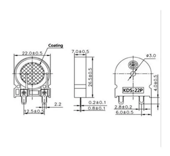 KDS-22P Piezo Buzzer U Shaped Audio Indicator 22mm X 7.0mm