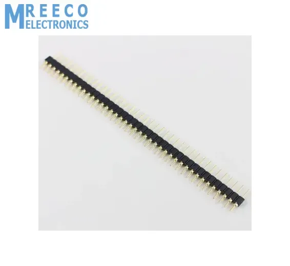 Gold Plated 2.54mm Male 40 Pin Single Row Straight Round Pin Header Strip