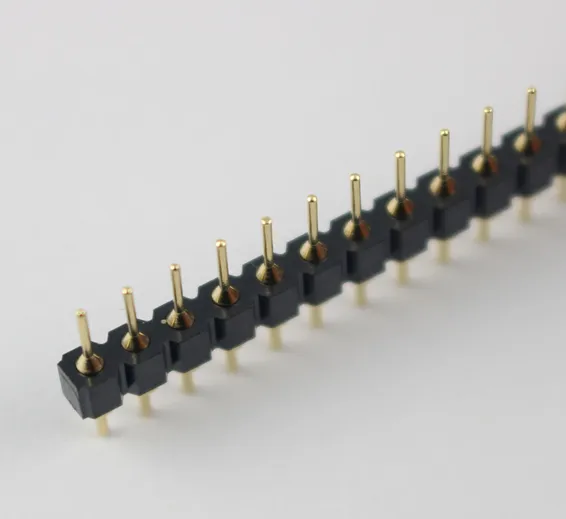 Gold Plated 2.54mm Male 40 Pin Single Row Straight Round Pin Header Strip