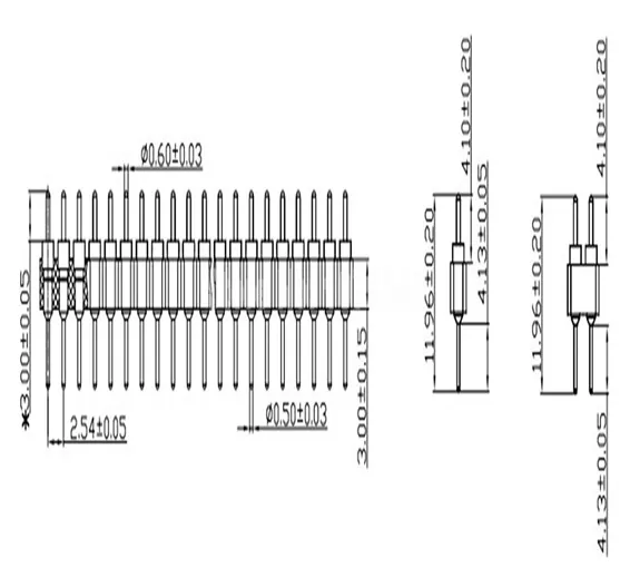 Gold Plated 2.54mm Male 40 Pin Single Row Straight Round Pin Header Strip