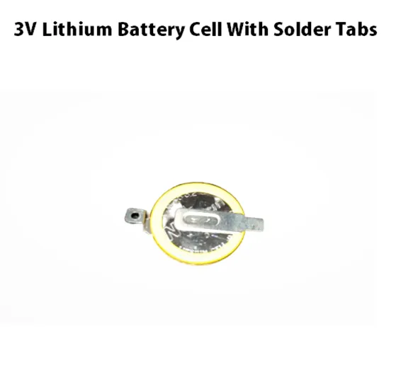 3V Lithium Button Battery Cell With Solder Tabs CR1632