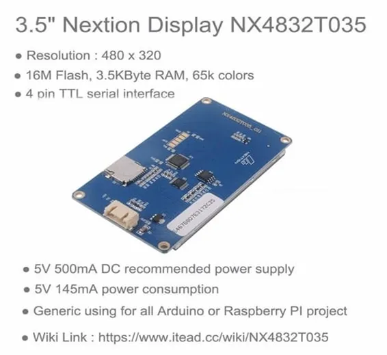 3.5 inch Nextion TFT HMI LCD Touchscreen NX4832T035