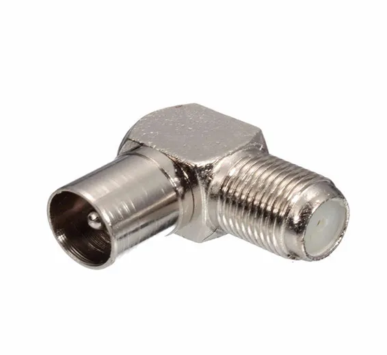 DELL 90 Degree Right Angled TV Aerial Cable Connector RF Coaxial F Female to TV Male Plug to Female Socket In Pakistan
