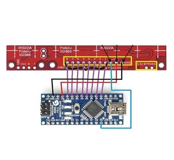 8 Channel Reflectance Sensor Array Module QTR-8A