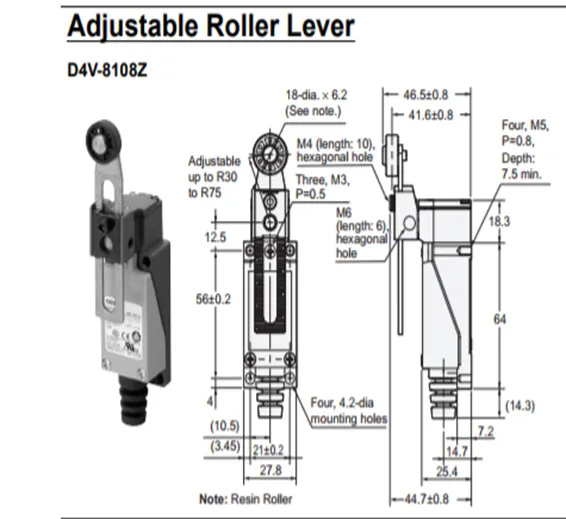 OMRON Roller Lever Limit Switch D4V-8108SZ