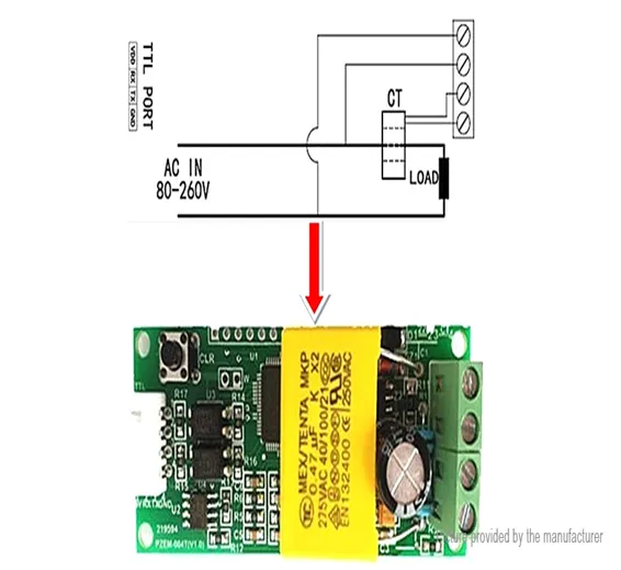 PZEM-004T V 100A Single Phase Power Energy Meter Module