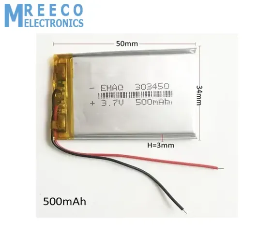 3.7V 500mAh Lithium Polymer Rechargeable Battery