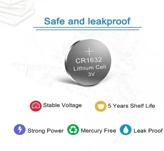 3V Lithium Button Coin Cell Battery CR1632