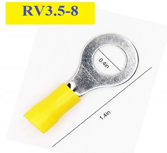 RV3.5-8 Ring Terminal Insulated Crimp Cable Wire Connector Yellow