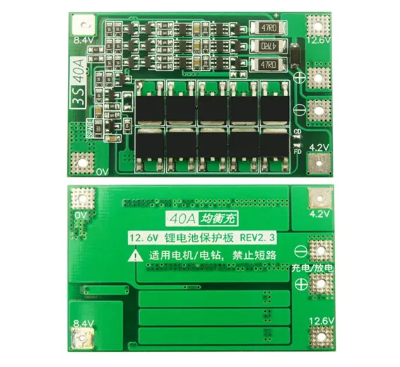 3S 40A Bms 11.1V 12.6V 18650 Lithium Battery Protection Board with Balanced Version for Drill 40A Current