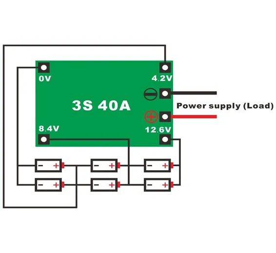 3S 40A BMS 11.1V 12.6V 18650 Lithium Battery Protection Board with 100mA Balancing Feature