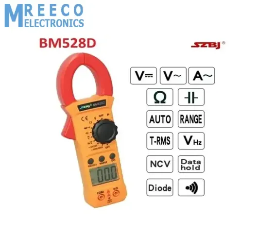 Handheld Digital Clamp Meter BM528D Non Contact AC DC Volt Amp Multimeter In Pakistan