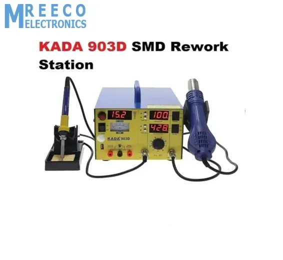 KADA 903D Digital Hot Air Gun Soldering Iron SMD Rework Station 15v 2A With Regulated Power Supply 3 in 1 Multifunction Desoldering station