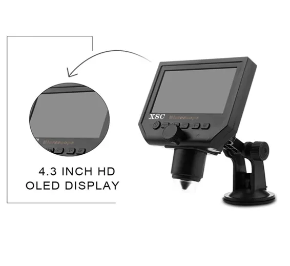 Digital Microscope 4.3in HD LED 3.6MP 1-600X Continuous Magnifier