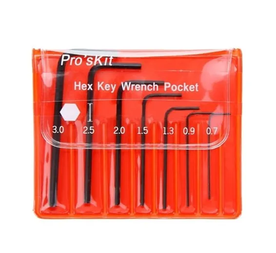 Miniature L Key Wrench Screwdriver Kit Hex key Set Allen 7Pcs 0.7-3.0mm 8PK-022 Proskit