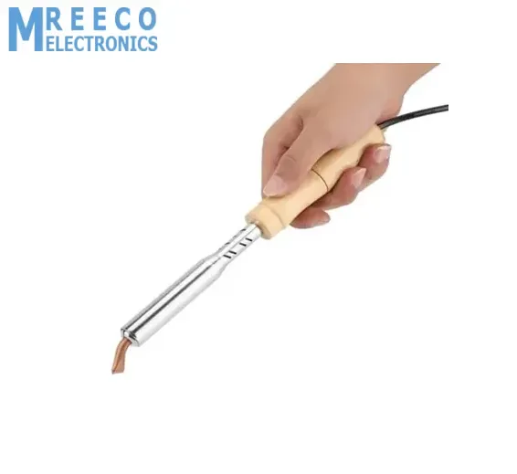 220V Soldering Iron with Chisel Tip & Wood Handle