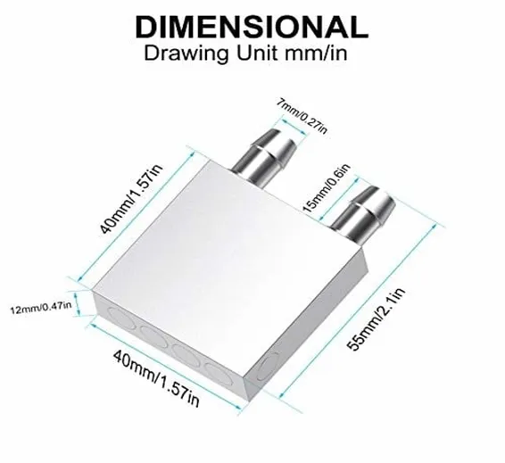 Aluminium Water Cooling Block 40mm X 40mm For Liquid Water Cooler Heat Sink system