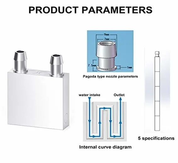 Aluminium Water Cooling Block 40mm X 40mm For Liquid Water Cooler Heat Sink system