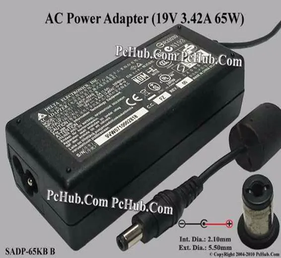 SADP-65KB AC Adapter- Laptop 19V 3.42A, 5.5/2.1mm Jack On Output