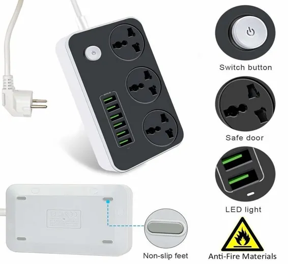 Extension Lead With 6 USB Mobile Charging Port SC3604
