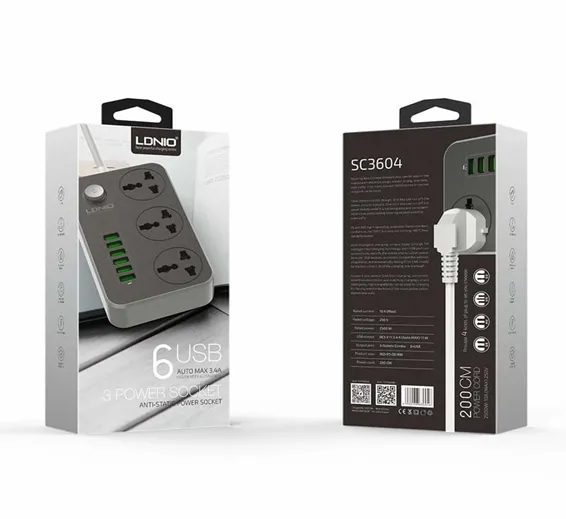 Extension Lead With 6 USB Mobile Charging Port SC3604