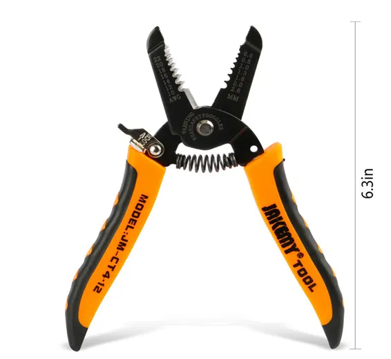 JAKEMY JM-CT4-12 Wire Stripper Clamp 7.0inch Wire Cable Side Cutter Cutting Snips Flush Pliers Nipper Terminal Crimping Tool