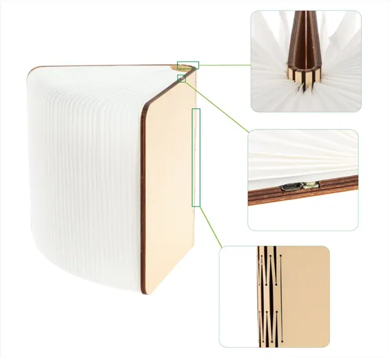 LED Book Shaped Folding Rechargeable Lamp (6.5 x 4.9x1)Inch