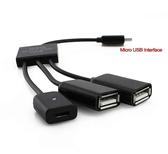 3 Port Micro USB 2.0 To OTG Hub Converter Extender Adapter Cable
