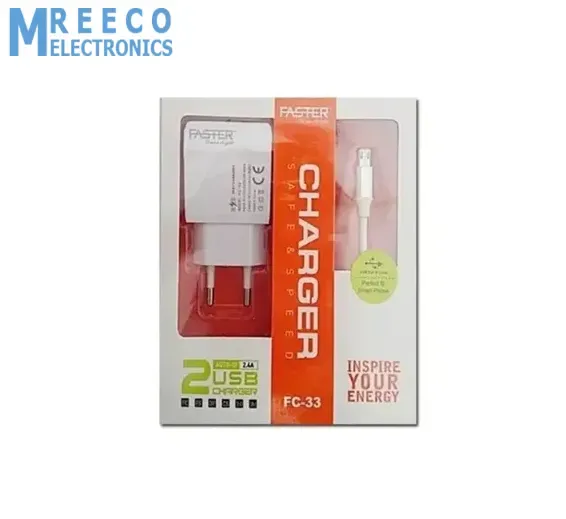 FASTER Dual USB 2.4A 2 Ports Charger FC-33