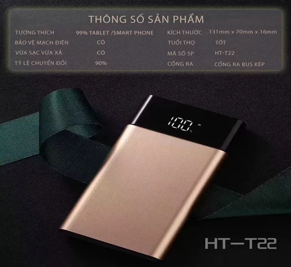 ATC HT-T22 10000mAh Super Slim Power Bank in Metallic Colors