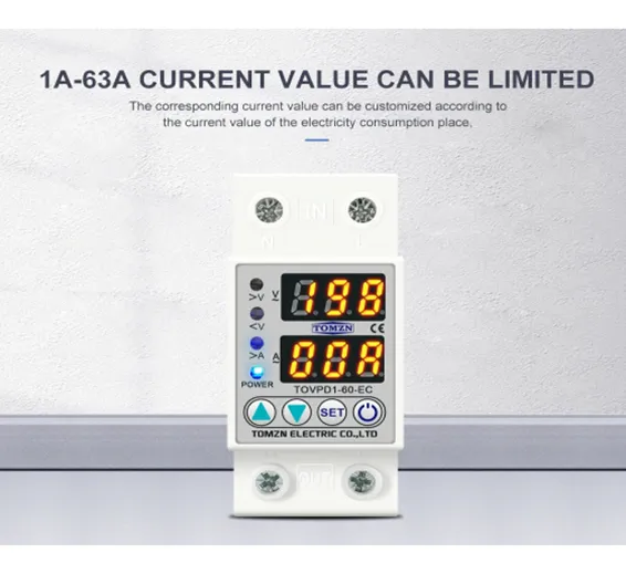 TOMZN TOVPD1-60 Adjustable Over And Under Voltage Relay Voltage Fluctuation Protection Device In Pakistan