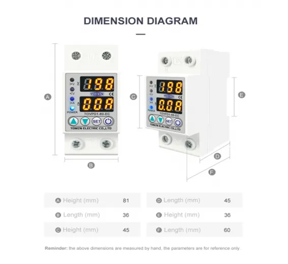 TOMZN TOVPD1-60 Adjustable Over And Under Voltage Relay Voltage Fluctuation Protection Device In Pakistan