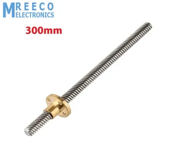 T8 300mmx8mm Screw Threaded Rod With Brass Nut