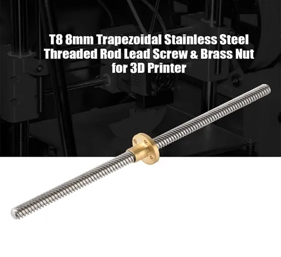T8 300mmx8mm Screw Threaded Rod With Brass Nut