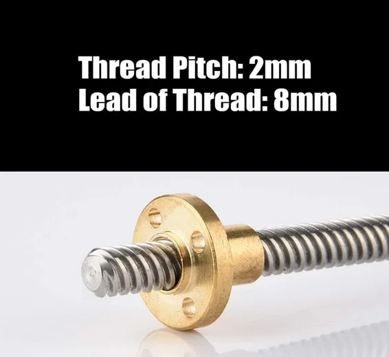 T8 300mmx8mm Screw Threaded Rod With Brass Nut