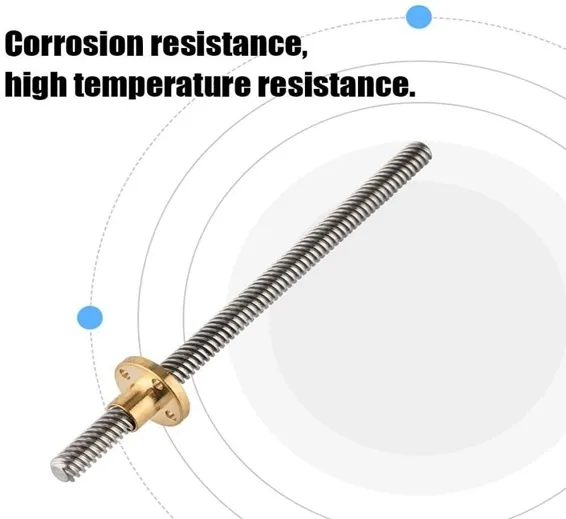 T8 300mmx8mm Screw Threaded Rod With Brass Nut