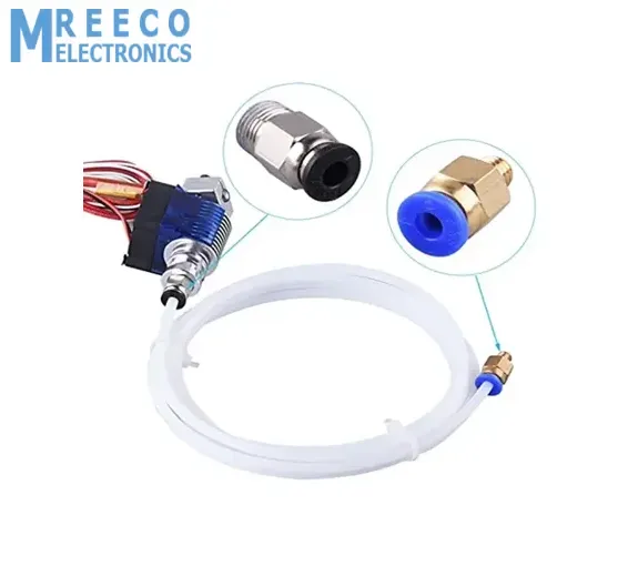 1 Pieces PTFE Teflon Tube (1 Meters) + 1 Pieces PC4-M6 Quick Fitting + 1 Pieces PC4-M10 Straight Pneumatic Fitting Push to Connect for 3D Printer 1.75mm Filament
