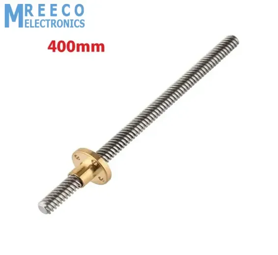 T8 400mmx8mm Screw Threaded Rod With Brass Nut