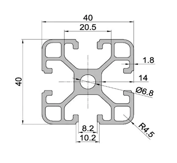 4040 Aluminium Profile Aluminium Extrusion For CNC And 3D Printer 1 Meter Color Black/Silver