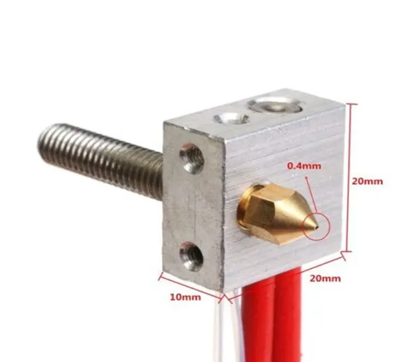 Assembled Aluminum Heating Block Extruder Hot End For 3D Printer 1.75mm MK8