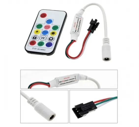 RGB LED Pixel Strip Lights Wireless Remote Controller for WS2811 SK6812 WS2812B 6803 1903