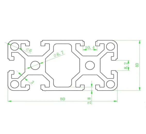 4080 Aluminium Profile Aluminium Extrusion For CNC Machines 1Feet